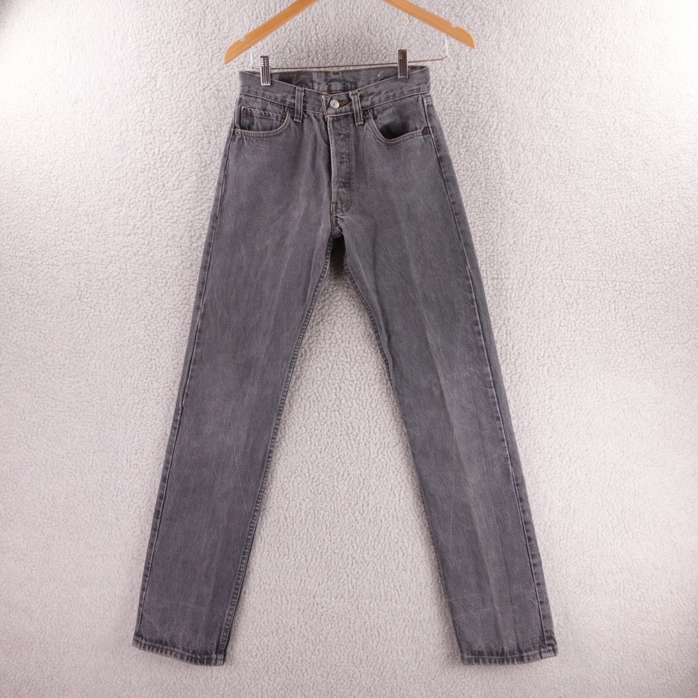 Vintage Levis 501 XX Mens Faded Black‎ Straight Leg Button Fly Denim Jeans 28x31